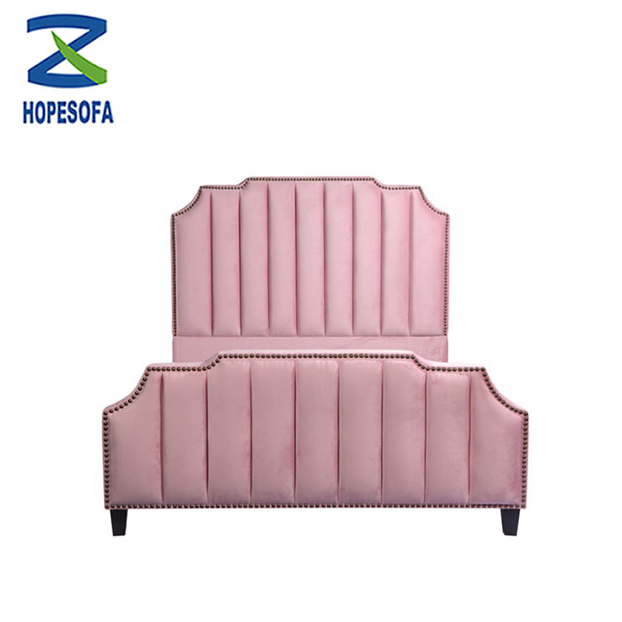 Modern Bed Design Wholesale Sofa Beds Blush Pink Velvet King Size Bed