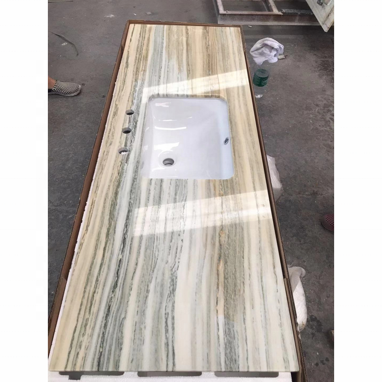 Household Marble Vanity Top Double Sink Bathroom Vanity Top Wooden look countertop