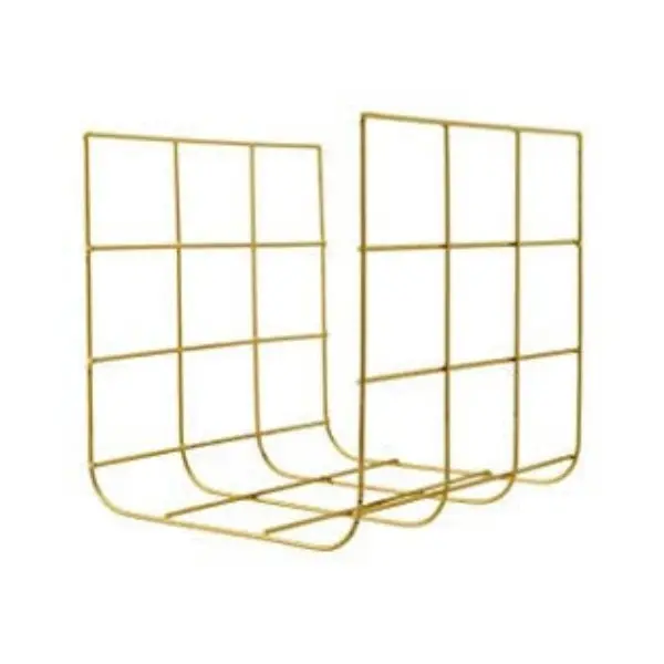 Modern Wall Mounted Gold Metal Magazine Storage Basket / Hanging Office File Document Holder / Newspaper Rack