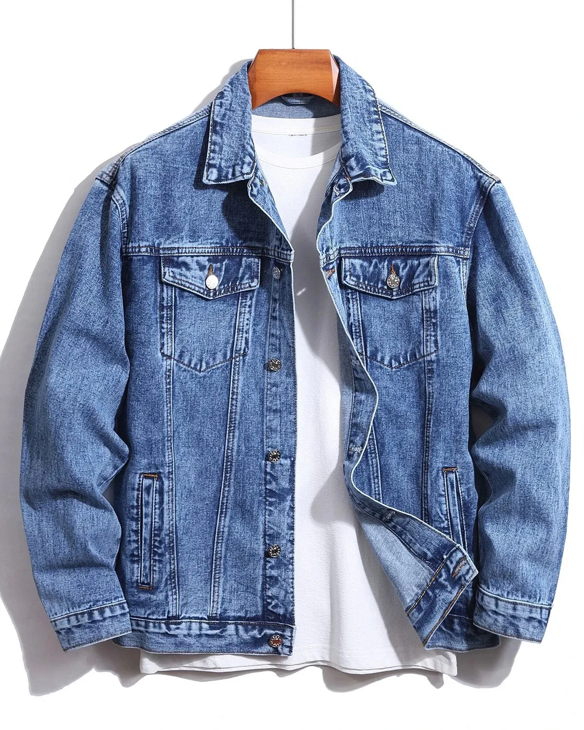 2024 оптовая продажа Высококачественная джинсовая куртка для мужчин по низкой цене, дышащая джинсовая куртка большого размера с индивидуальным логотипом