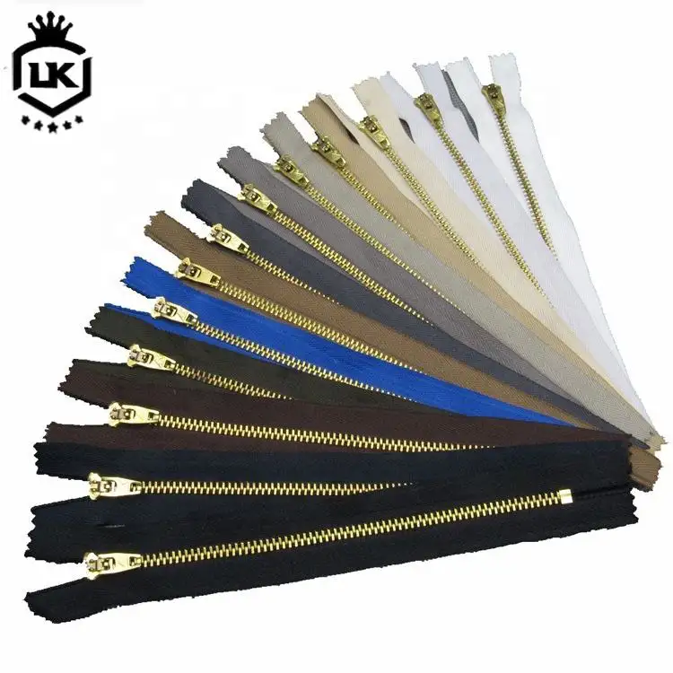 Lanke Custom High Quality Closed End Colorful Tape Brass Gold Y Teeth Smooth Durable Black Metal Gold Pants Jeans Zipper Roll