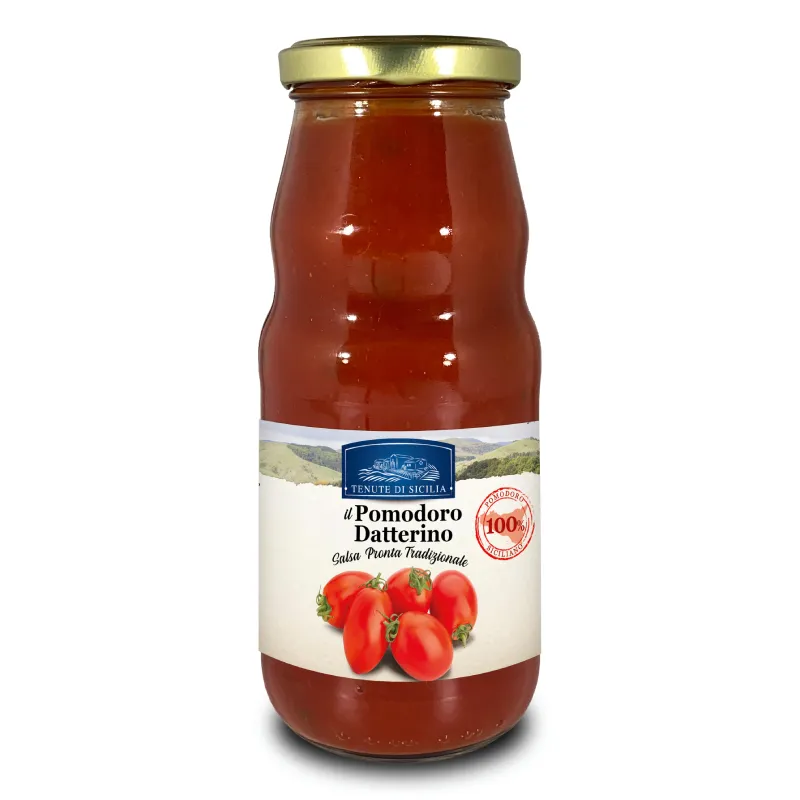 Сделано в Италии, Высококачественная 100% итальянская готовая к употреблению стеклянная бутылка 350 г томатного соуса без варенья даттерино
