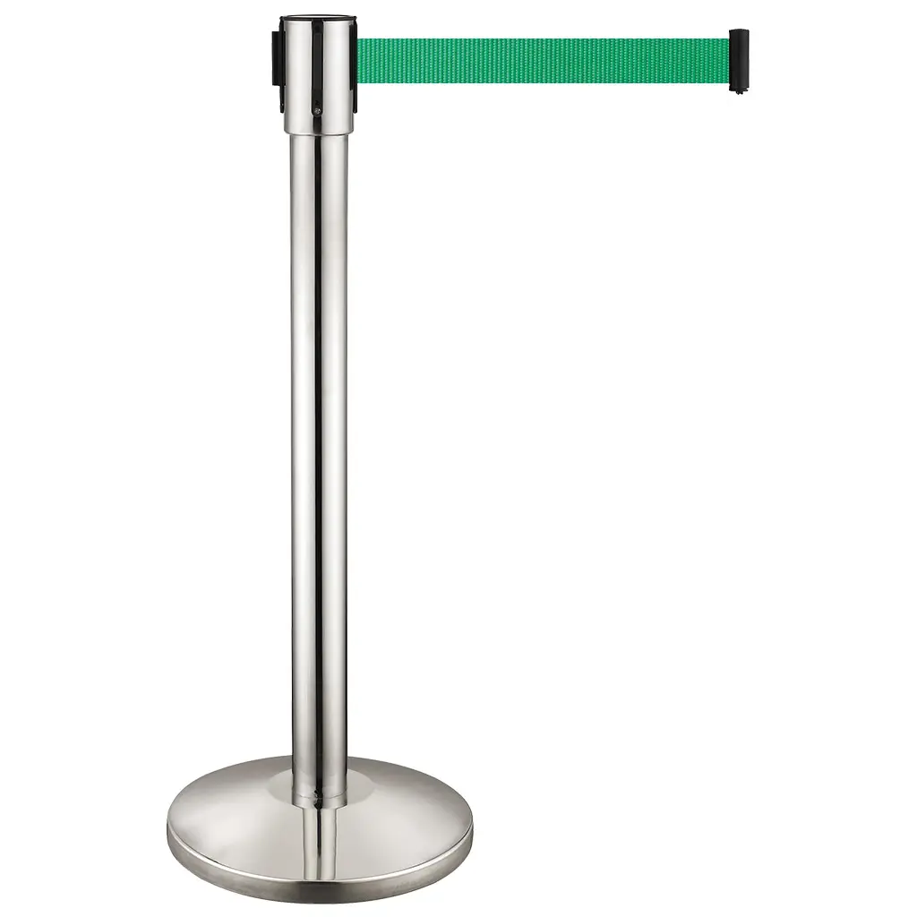 Stainless Steel Queue Management Line Post Stand Crowd Control Barrier Retractable Belt Barrier Pole Post Stanchion