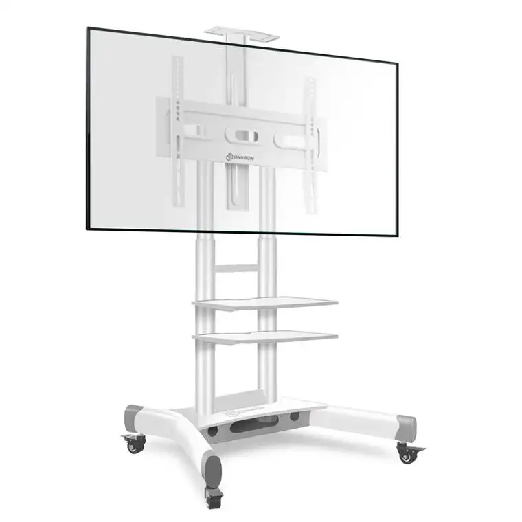 Best sellers ONKRON Mobile TV Stand lcd led Cart with AV Shelves for 40-70 up to 100 lbs White TS1552 with steel frame