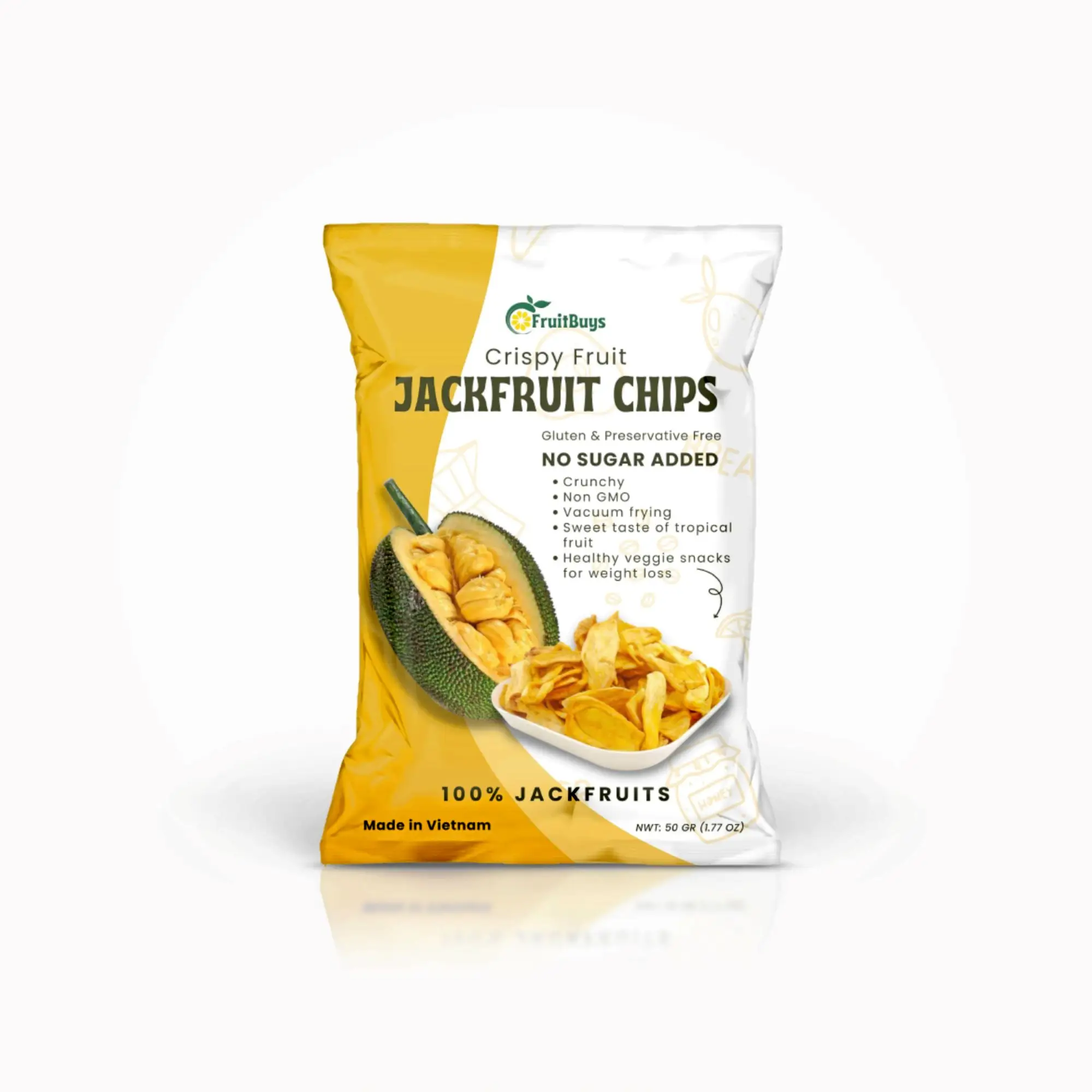Dried Fruit & Vegetable Snacks Crispy Jackfruit Chips No Sugar Added For Weight Loss Shelf Life 12 Months Without Preservatives