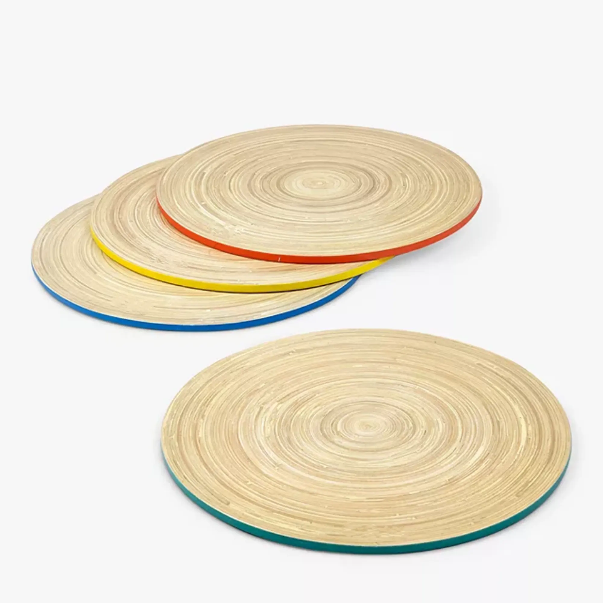 Лучшие продажи, круглые салфеты из бамбука, набор тарелок из 4 красочных изделий ручной работы, оптовая продажа от Вьетнама
