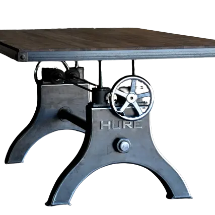 Промышленный Железный коленчатый круглый регулируемый по высоте деревянный верх коленчатый стол с твердым чугунным основанием стол из манго и акации обеденный стол