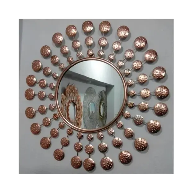 Быстрая продажа металлическое настенное зеркало золотого цвета ручной работы дизайнерское модное зеркало индийское стильное декоративное Новое настенное зеркало
