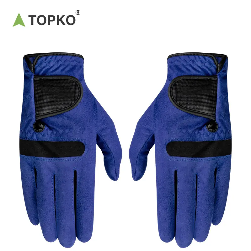TOPKO высококачественные мужские перчатки для гольфа Левая Правая рука мягкие дышащие прочные спортивные перчатки синие