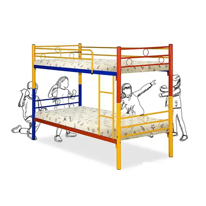 Красочная детская кровать KD-5883 односпальная двухэтажная металлическая двухъярусная кровать каркас
