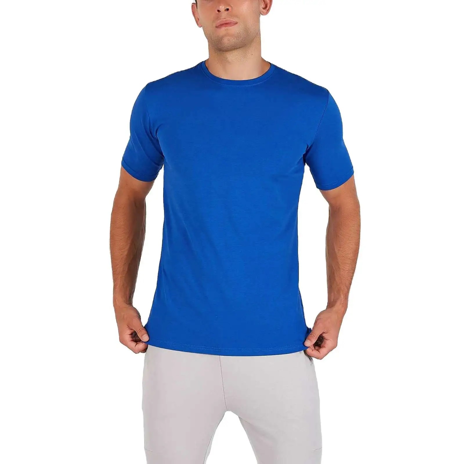 Новый дизайн, мужская спортивная одежда, высокое качество, 95 хлопок, 5 спандекс, футболки, оптовая продажа, заготовки, Хлопковая мужская футболка