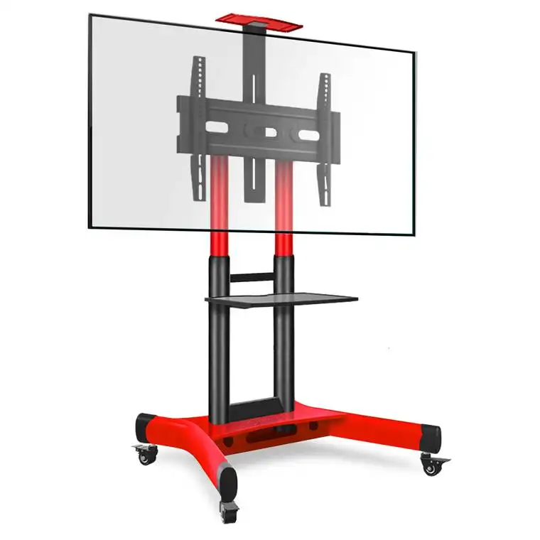 Premium quality ONKRON Mobile TV Stand Cart for 40 - 70 inch Screens up to 100 lbs TS15-51 Red with steel frame