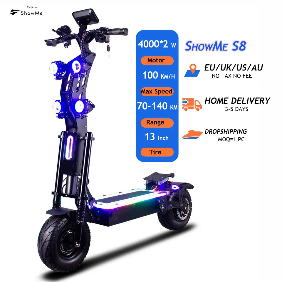 13-дюймовый двухмоторный электрический скутер, 80-140 км, 72 В, 8000 Вт, быстрая скорость 100 км/ч, внедорожный электрический скутер eec
