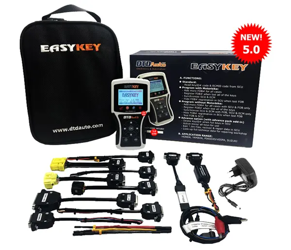 Easykey, программирующий ключ для мотоцикла, имеет кабели, используемые для программирования смарт-ключа для HON.DA: Воздушное лезвие, свинец, видение, VARIO, щелчок