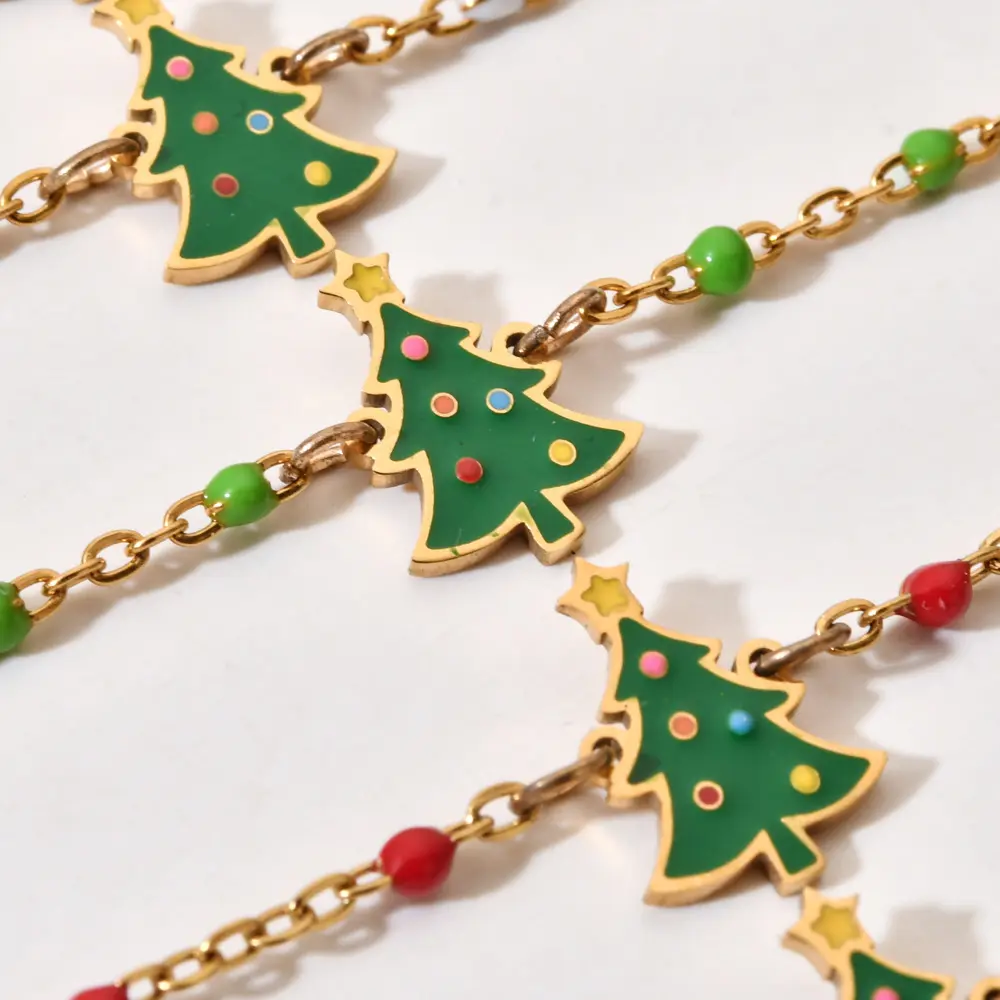 Рождественский тонкий браслет-цепочка с красочными мини-рисовыми бусинами элегантный Рождественский подарок
