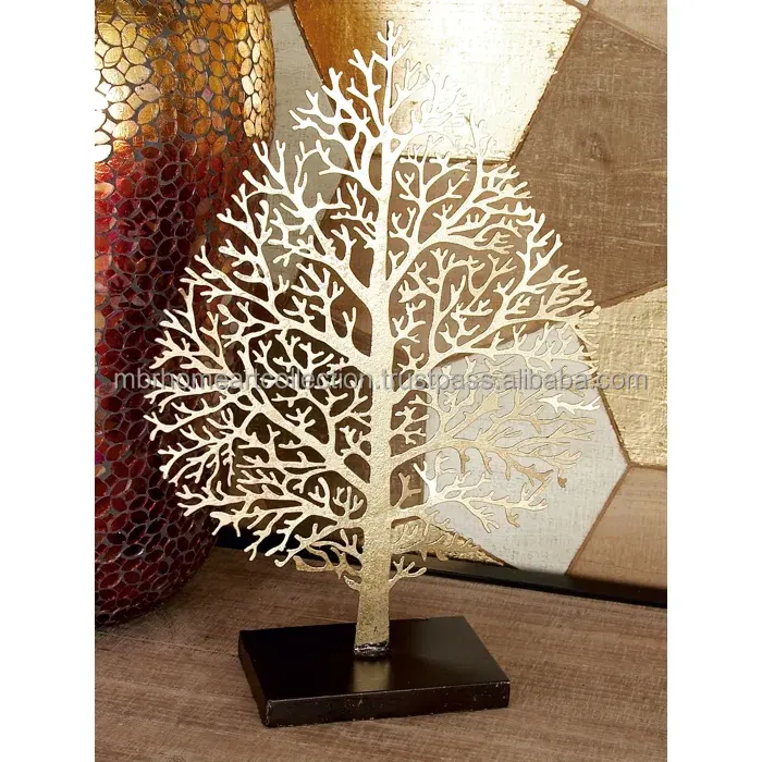 Декоративная настольная скульптура из металла ручной работы, современный дизайн листьев дерева, Высококачественная золотая металлическая скульптура для домашнего декора