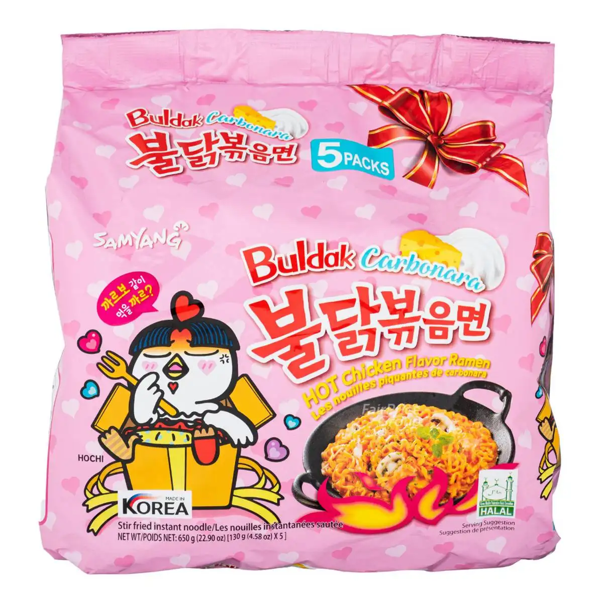 Samyang Горячая куриная лапша Карбо рамен, Корейская лапша быстрого приготовления 5X130 грамм, жареная лапша рамен,