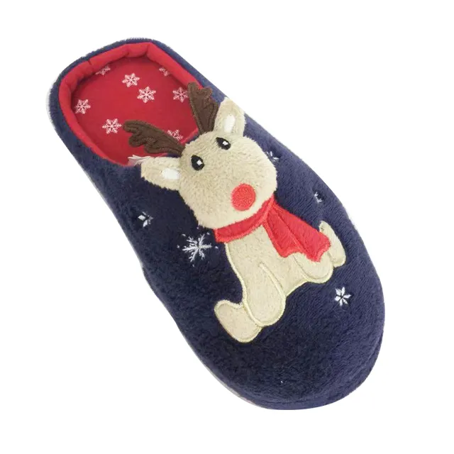 Christmas Lover Thick Bottom Winter Cute Snowman And Elk Children's Home Bedroom Warm Kids Novelty Indoor Fur Slippers