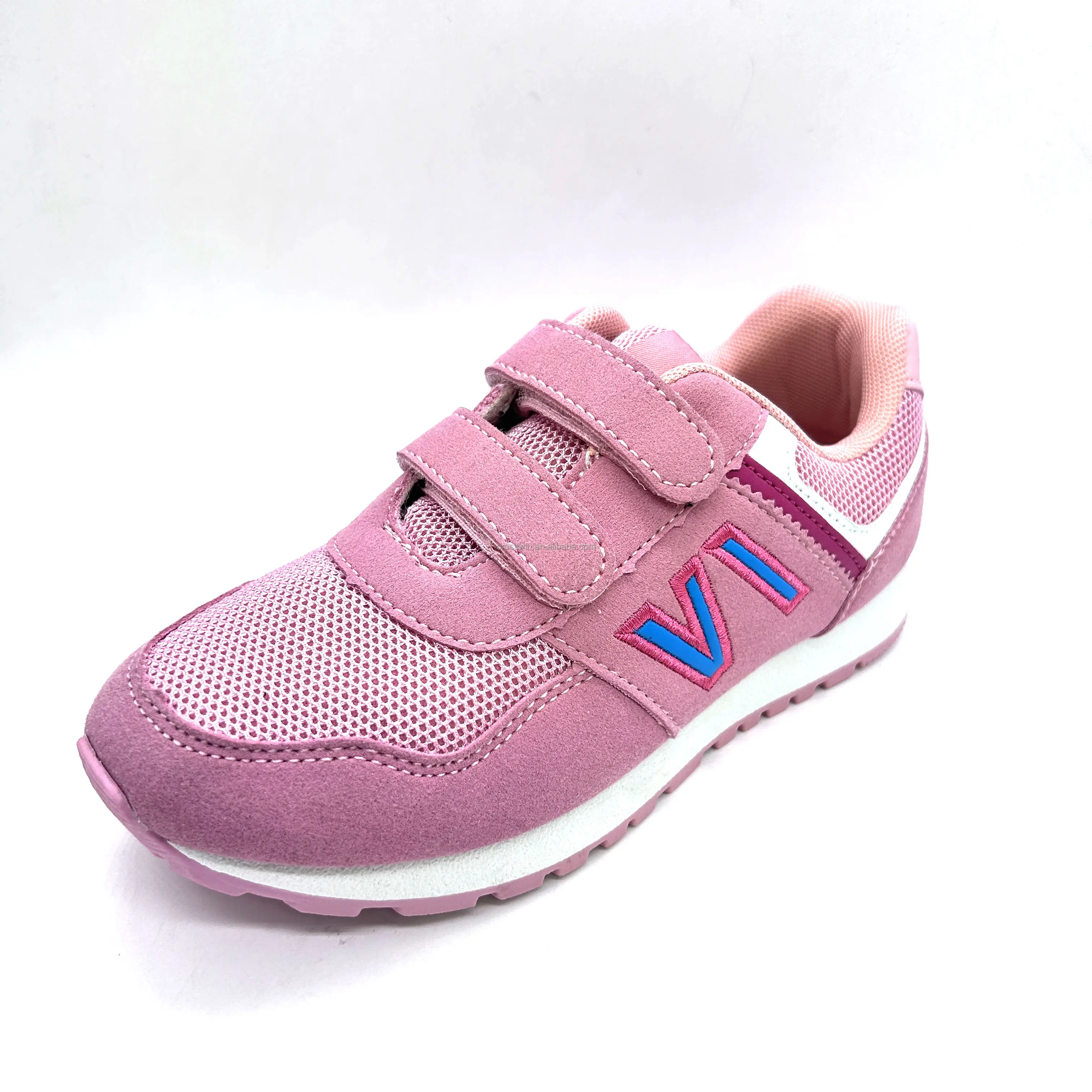 Оптовая продажа, повседневная обувь на заказ, розовая спортивная обувь для девочек, детская сетчатая дышащая легкая школьная обувь