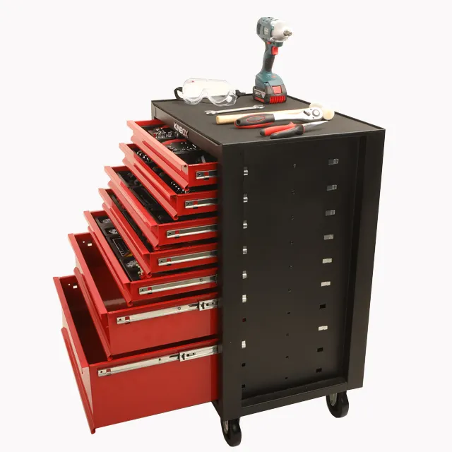 Kinbox 10RS3E7 158 Piece 7 Drawer Toolkit set Mounted Garage Storage Boxes for Car Repairing Workshop Craftsman