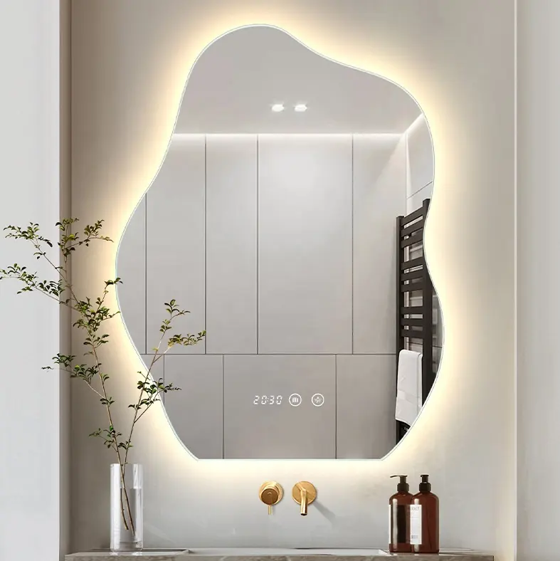 Настенное декоративное зеркало неправильной формы в форме облака для ванной комнаты, Безрамное светодиодное зеркало для гостиной, стола, туалетного столика