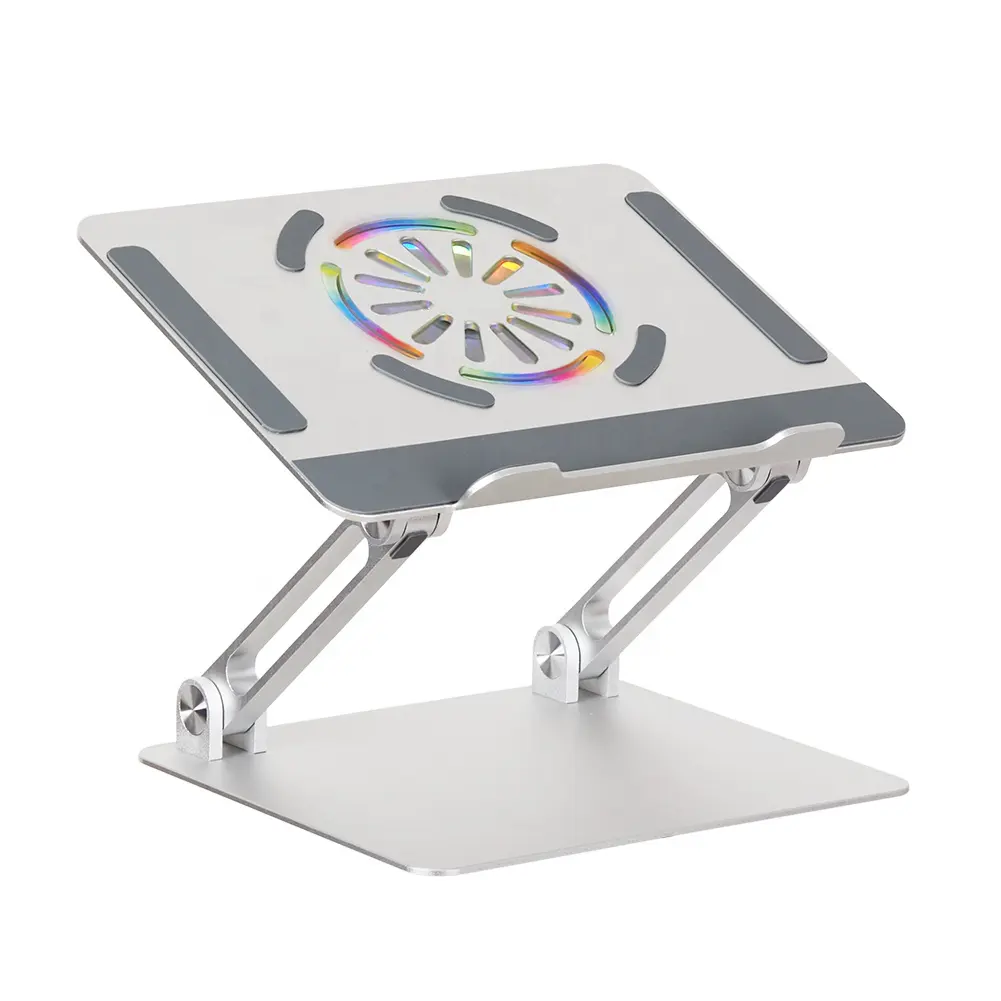 Folding Height Adjustable Aluminum Portable Desktop Laptop Holder Riser Stand With Cooling Fan