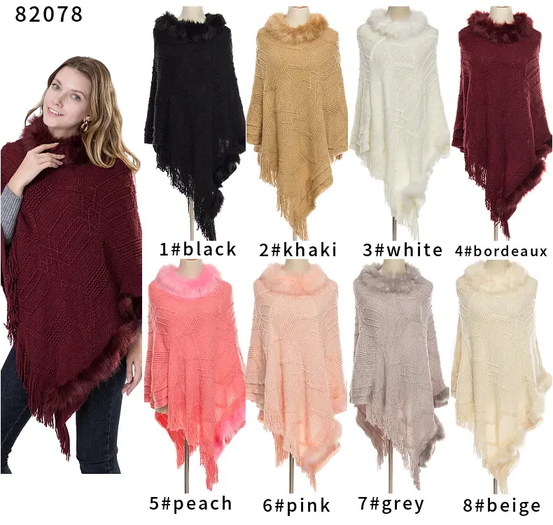 Big Size Open Design Ladies Cape Shawls Soft Keep Warm Knitted Shawls Outdoor