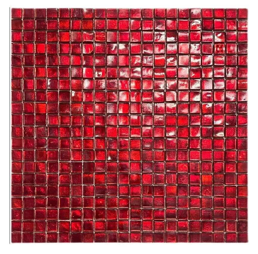 Красный цвет глазури стеклянная мозаичная плитка для украшения стен