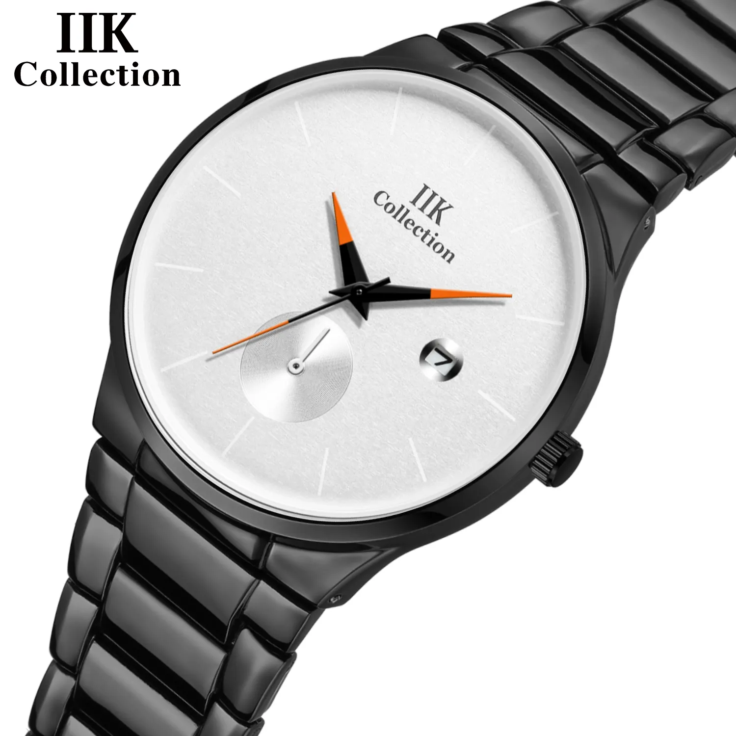 Топ 2019, коллекция IIK, Oem часы, Черные Мужские Простые минималистичные водонепроницаемые часы 3Atm, водонепроницаемые Модные кварцевые мужские часы