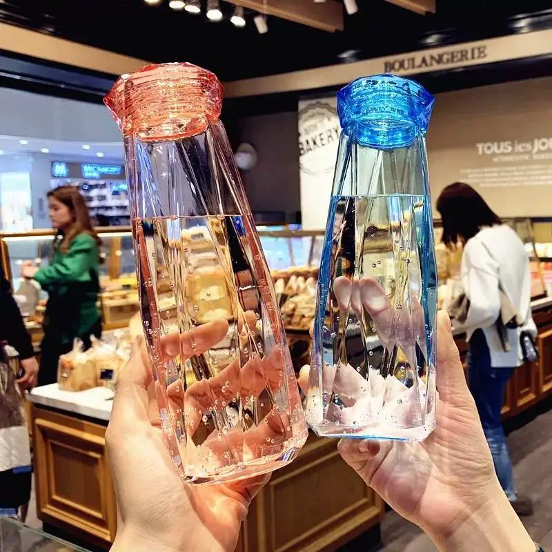 2021 trendy home products cheap price wholesale clear color glass cute water bottles outdoor fancy crystal cup set glass drink