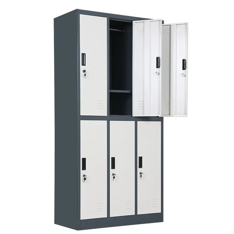 Wholesale Modern Design Steel Made Gym Office Pool School Use 6 Doors Wardrobe Stroage Cabinet Steel Locker