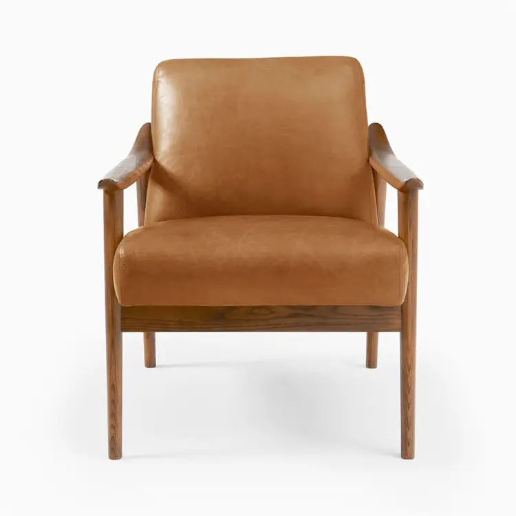 Набор мебели для дивана, кожаный одинарный стул, деревянный стул, современный дизайн, стул для гостиной, кресло для дивана
