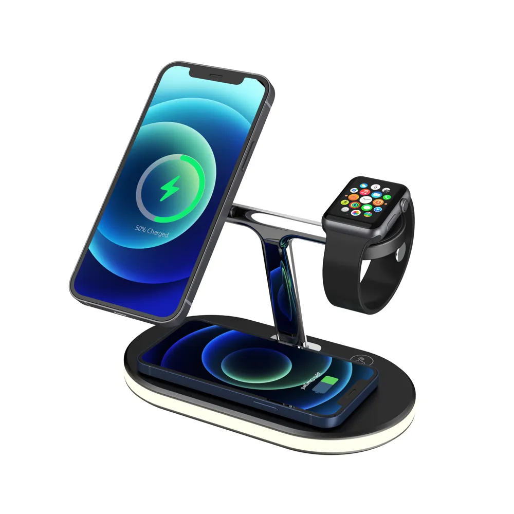 LANGWEI Cargador Inalambrico 3 en 1 Table Stand Mobile Wireless Charger Station For iPhone 12 Magsafing Charger