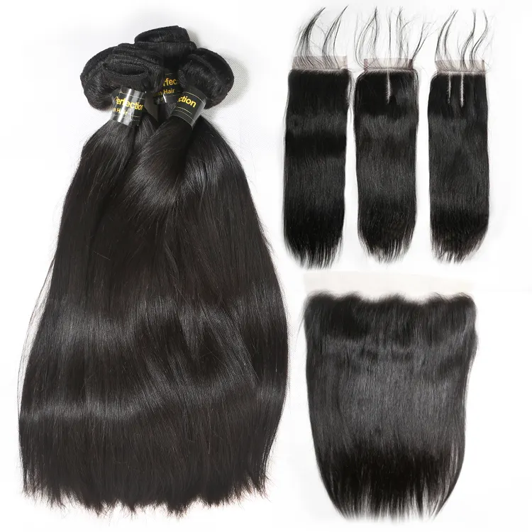 JP Free sample top quality brazilian virgin hair 3 bundles with closure, wholesale raw human hair 3 bundles with closure