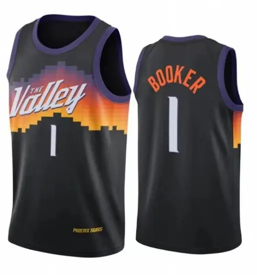 21 Latest Basketball Jersey Best Quality Embroidery Suns #1 Mens Basketball Jersey