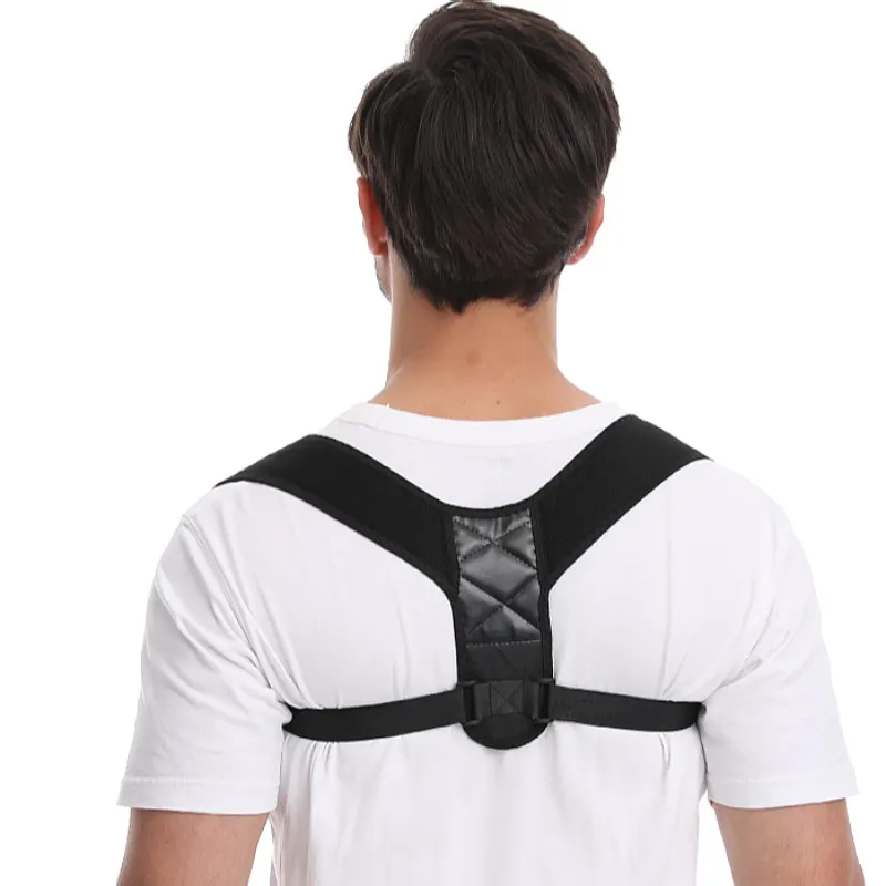 Posture Corrector Custom Black Power Adjustable Upper Back Brace Shoulder Pain Relief