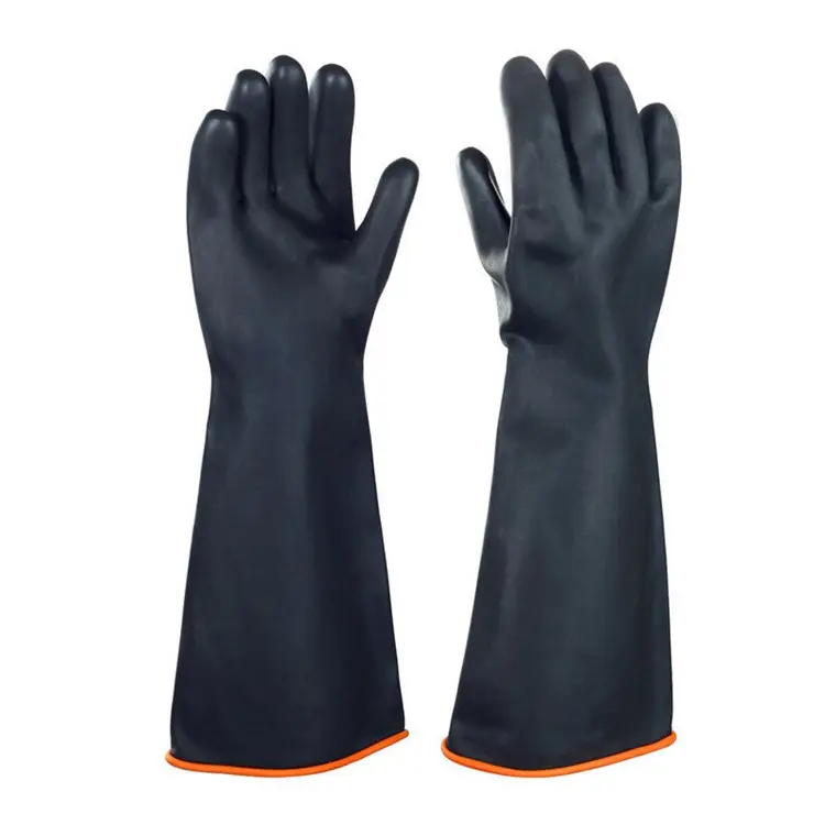 Промышленные длинные утолщенные химические защитные перчатки из натурального латекса с защитой от эродов, кислот и щелочей