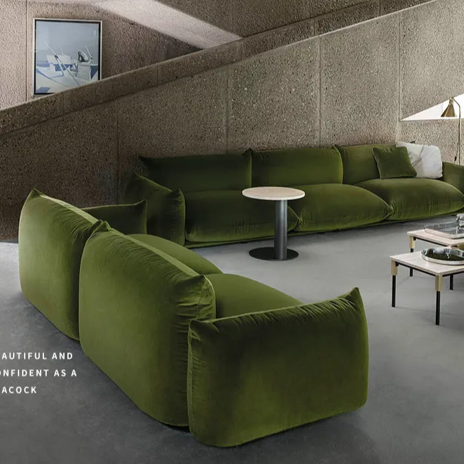 Фабричный диван в форме хлеба для гостиной, современный секционный бархатный диван для отдыха