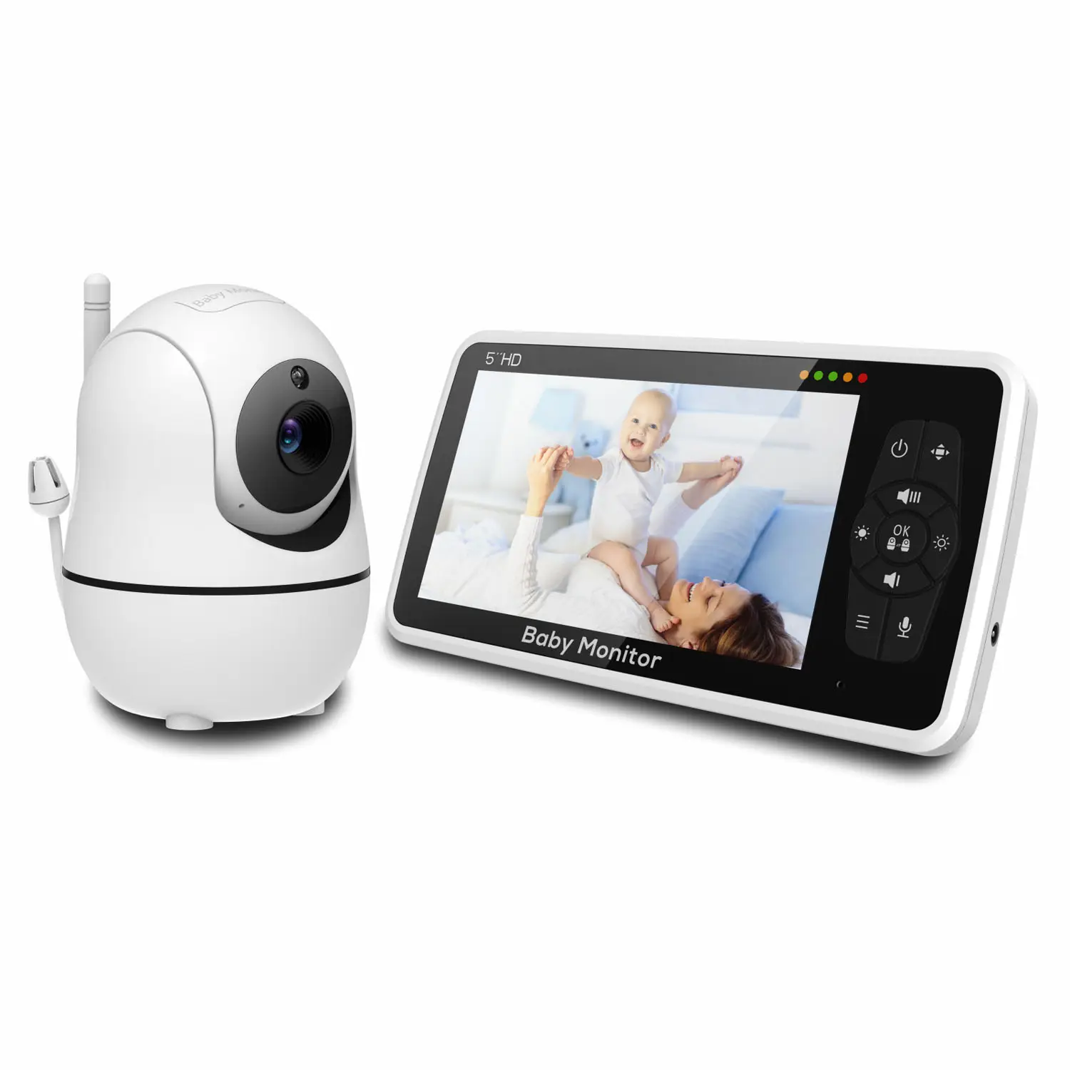 5.0inch 720P Pan Tilt 4x Zoom Split Screen Temperature Monitoring 2 Way Audio Camera Baby Video Monitor