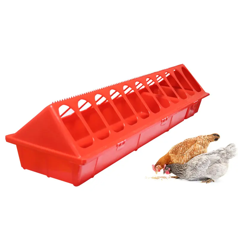 Пластиковая кормушка для цыплят и поилка красного цвета, дополнительная длина, для птицеводства, перепелов