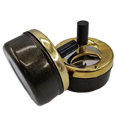 New COLOUR SPINNING ASHTRAY GOLDEN LID WITH GLITTER BLACK BASE SW200608