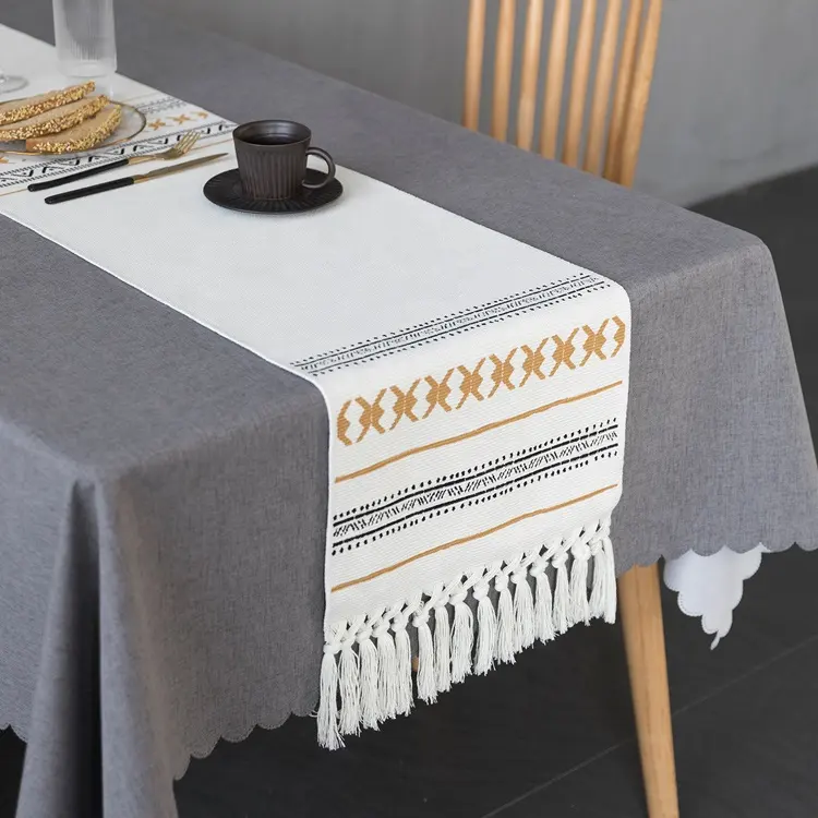 Luxury hotel bed runner unique home fancy wedding decor boho cotton woven printed dining table runner