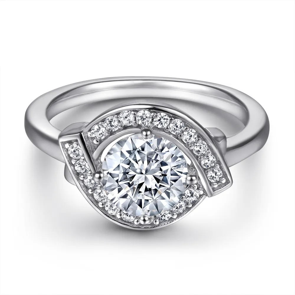 Модный вдохновенный дизайн чистого серебра 925 ювелирные изделия кольцо выращенные лабораторно алмазы для женщин, кольцо для помолвки, свадьбы