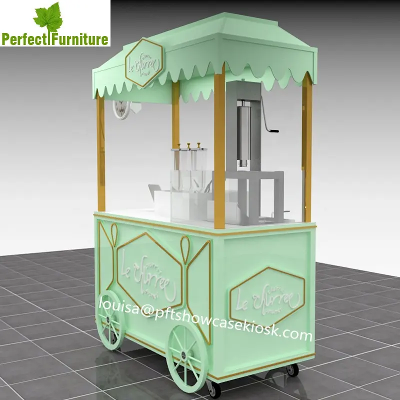 Best price wooden food cart design snack cart mobile cart