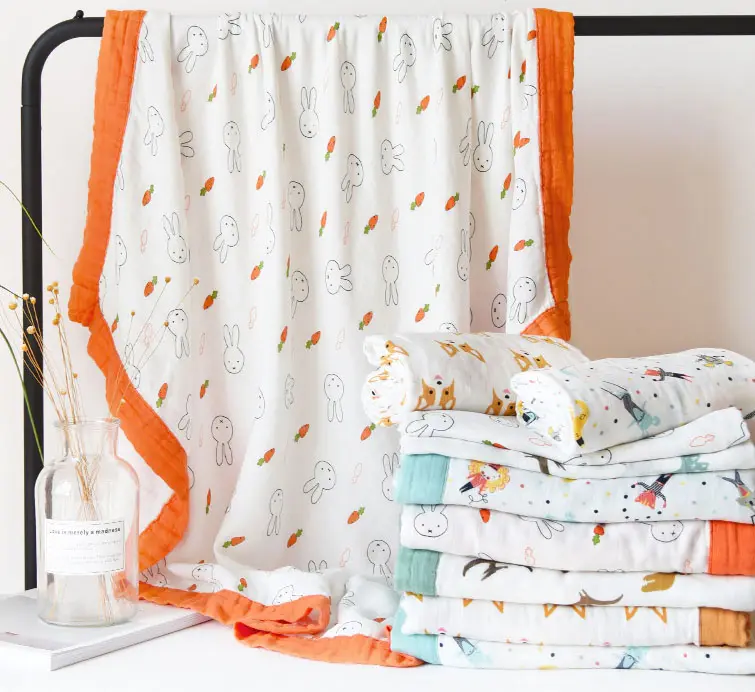 Одеяла для малышей, бамбуковое муслиновое Пеленальное Одеяло с животными