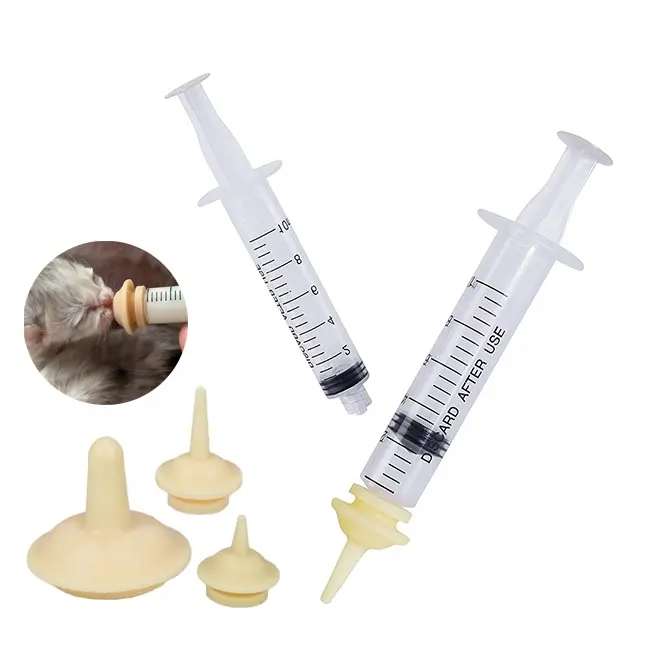 Baby Pets Silicone Feeding Pacifier Kit Plastic Injector Newborn Kitten Puppy Pet Feeder Syringe With Nipple