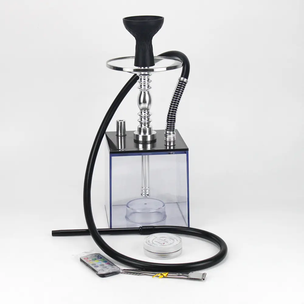 Fancy Hokkah Hooka Chicha Square Sheesha Shisha Hookah Acrylic Hookahs with LED Light