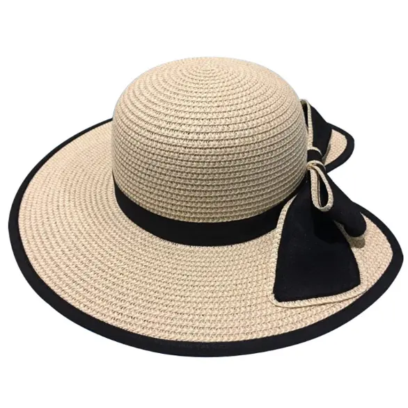 Летняя модная женская соломенная шляпа с бантом и лентой для путешествий
