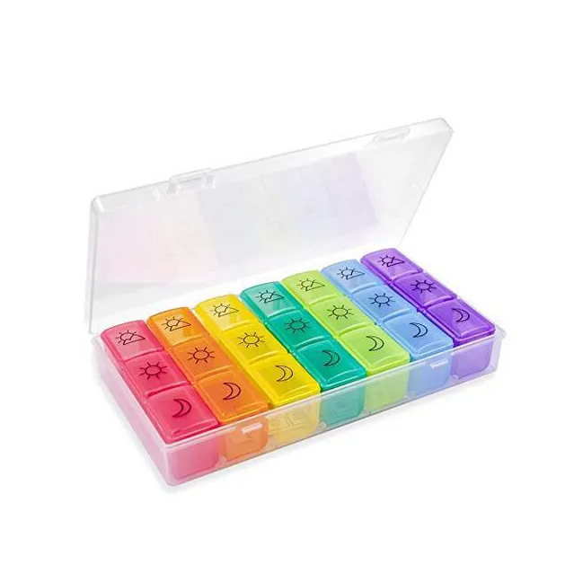 Travel 7 day tablet pill box holder weekly capsule medicine pill box storage organizer 28 container 7day plastic pill box