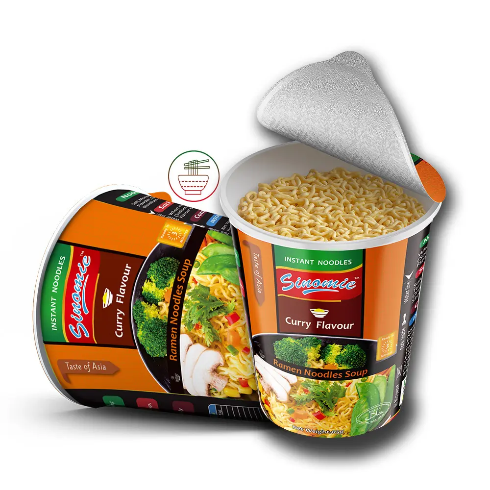 Chinese Manufacturing Long Life Chicken And Curry Flavor With Paper Lid Cup Instant Soup Noodles